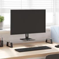 Monitoriaus stovas juodas 80x20x8cm stiklas ir metalas