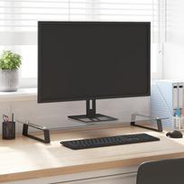 Monitoriaus stovas juodas 80x35x8cm stiklas ir metalas