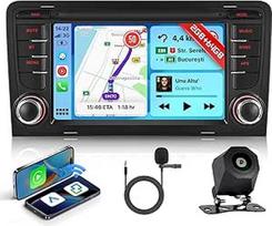Hodozzy 2G + 64G automobilinis radijas, skirtas Audi A3 8P 2003-2012, Audi S3 8P 2006-2012 RS3 su belaidžiu Carplay Android automobiliu, 2 DIN radijo imtuvas su 7 colių jutikliniu ekranu, GPS navigacija, Bluetooth, WiFi, DSP, FM/RDS, Canbus, galinis