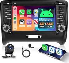 Hodozzy 4G + 64GB automobilinis radijas Audi TT 2006-2014 su belaidžiu Carplay Android automobiliu, 7 colių jutiklinis Android 2 DIN radijo stoties ekranas Audi TT su GPS navigacija Bluetooth WiFi DSP FM RDS atbuline eiga