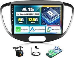 OiLiehu 6+128G Android 15 Carplay Android automobilinis radijas Hyundai i10 2007-2013 m. automobilinis radijas su 9 colių ekranu Palaiko Mirror Link Bluetooth FM RDS GPS WiFi SWC EQ + atbulinės eigos kamera
