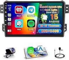 Roinvou 2+64G Android 15 automobilinis radijas Suzuki Splash Ritz/Opel Agila 2004-2014 su belaidžiu Carplay Android Car, 9 colių jutiklinis ekranas Bluetooth radijas Mirror Link EQ WiFi GPS FM/RDS SWC atbulinės eigos kamera
