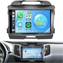 Roinvou 4+128G Android 15 automobilinis radijas Kia Sportage 2010-2016 su belaidžiu Carplay Android automobiliui, 9 colių automobilinis radijas su jutikliniu ekranu ir GPS navigacija Bluetooth EQ WiFi RDS FM SWC MIC atbuline eiga