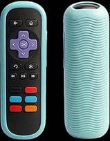 Schutzhülle für Fernbedienungen, kompatibel mit Roku TV-Fernbedienung, Roku Express, Streaming-Stick, Premiere, universelle Silikonhülle für Roku Voice Remote mit Umhängeband, leuchtet blau