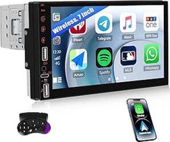 SIXWIN 1 DIN automobilinis radijo imtuvas su belaidžiu "Carplay Android", 7 colių jutiklinis ekranas, "Bluetooth/FM/EQ/2 USB/AUX/Lien Miroir/YouTube/Video išvestis + vairo valdymas