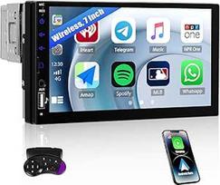 SIXWIN 1 DIN automobilinis radijo imtuvas su belaidžiu "Carplay" ir "Android", 7 colių jutiklinis ekranas, "Bluetooth/FM/EQ/USB/AUX/TF/Lien Miroir + valdymas vairu