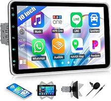 SIXWIN 1 DIN automobilinis radijas su "CarPlay" ir "Android Car", 10 colių reguliuojamo kampo nuimamas IPS jutiklinis ekranas su "Bluetooth" FM EQ USB Type-C Mirror Link YouTube vairo valdymu