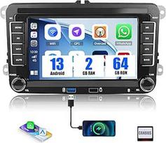 SIXWIN 2+64G Android 13 automobilinis radijas VW Golf 5 Golf 6 Skoda Polo Passat Tiguan Touran su Carplay/Android Car/Mirrorlink, 7 colių talpinis jutiklinis ekranas su WiFi GPS Bluetooth FM RDS radiju EQ 2USB