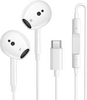 USB C ausinės, C tipo ausinės, laidinės HiFi stereo ausinės su mikrofonu ir garsumo valdymu, ausinės į ausis, laidinės ausinės, USB C, skirtos iPhone 16 15 Plus Pro Max/Google/Pixel/Samsung