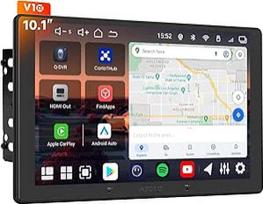 V10 10 colių "Android" dvigubo DIN radijo imtuvas, 6GB+128GB, "Bluetooth 5.4/Wi-Fi", "Wireless CarPlay" ir "Android Car