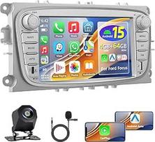 [4+64G] Automobilinis radijas "Ford Focus II/S-Max/Mondeo 9/Galaxy II" su "Carplay"/"Android Car", 7 colių "Android" jutiklinis ekranas Navi/WiFi/FM/RDS/SWC/Bluetooth/EQ + galinė kamera
