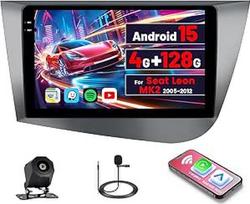 [4G+128G] Inefala Android 15 Autoradio für Seat Leon Mk2 mit Wireless Carplay Android, 9 Zoll Touchscreen Radio mit Navi GPS WiFi RDS/FM Bluetooth EQ SWC Rückfahrkamera Mic