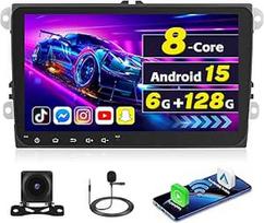 [6G + 128G] Inefala Android 15 automobilinis radijas VW Golf Polo Touran Caddy Passat Tiguan su belaidžiu Carplay Android automobiliu, 9 colių jutiklinio ekrano radijas su GPS WiFi RDS/FM Bluetooth EQ SWC atbulinės eigos kamera