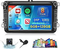 [8Core 6G + 128G] Inefala Android 15 automobilinis radijas VW Golf Passat Tiguan Polo Caddy Touran sėdynė su belaidžiu CarPlay Android automobilis, 8 colių radijo automobilis su GPS WiFi DSP BT RDS / FM SWC Mic atbulinės eigos kamera