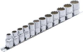 Galvučių rinkinys 12 kampų | 10 mm (3/8") | 8 - 19 mm | 12 vnt. (9105)