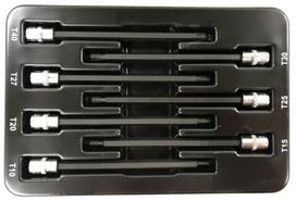 Įpresuotų antgalių rinkinys | 6.3 mm (1/4") | T-Star (Torx) S2 | T10 - T40 | 7 vnt. (S1107)