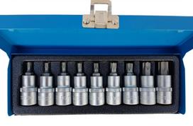 Įpresuotų antgalių rinkinys | 12.5 mm (1/2") | T-Star (Torx) T20 - T60 | 9 vnt. (KR122009B)