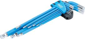 L tipo raktų rinkinys | ilgiausias tipas | hex šešiakampis / hex šešiakampis šarnyrinis / magnetinis 1,5 - 10 mm | 9 vnt. (35100)