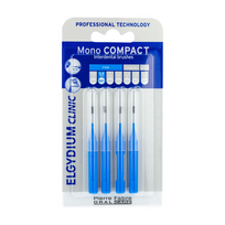 ELGYDIUM CLINIC MONO COMPACT, tarpdančių šepetėliai, 0,8mm, mėlyna spalva, 4 vnt.