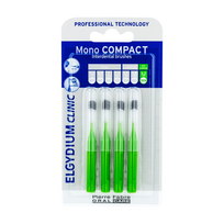 ELGYDIUM CLINIC MONO COMPACT, tarpdančių šepetėliai 2,2mm žalia spalva, 4 vienetai