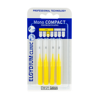 ELGYDIUM CLINIC MONO COMPACT, tarpdančių šepetėliai 1,0mm geltona spalva, 4 vienetai