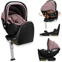 Automobilinė kėdutė i-Size 40–87 cm su ISOFIX baze 360°, bambukinis audinys, 4,3 kg – Lionelo Moxie i-Size Set Pink Mauve