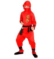 „RAUDONOJO DRAKONO NINJA“ (paltas su gobtuvu, kelnės, diržas, veido kaukė, rankų ir kojų raiščiai)
