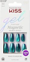 Dirbtiniai nagai KISS Gel Fantasy Magnetic Chameleon vidutinio ilgio karsto formos, mėlyni