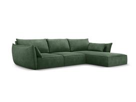 Dešininė kampinė sofa Vanda, 4 sėdimos vietos, žalio butelio sp.