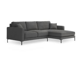 Dešininė kampinė sofa Venus, 4 sėdimos vietos, tamsiai pilka