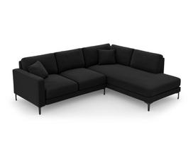 Dešininė kampinė sofa Venus, 5 sėdimos vietos, juoda
