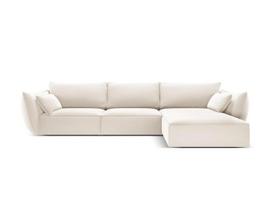 Dešinioji kampinė velvet sofa Vanda, 4 sėdimos vietos, šv. smėlio sp.