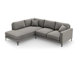 Kairinė kampinė sofa Venus, 5 sėdimos vietos, pilka