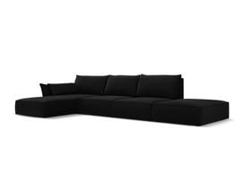 Kairinė kampinė velvet sofa Vanda, 5 sėdimos vietos, juoda