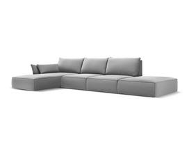 Kairinė kampinė velvet sofa Vanda, 5 sėdimos vietos, pilka