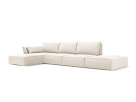 Kairinė kampinė velvet sofa Vanda, 5 sėdimos vietos, šv. smėlio sp.