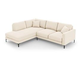 Kairinė kampinė velvet sofa Venus, 5 sėdimos vietos, šv. smėlio sp.