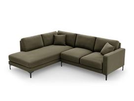 Kairinė kampinė velvet sofa Venus, 5 sėdimos vietos, žalia