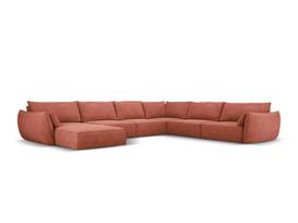 Panoraminė dešininė sofa Vanda, 8 sėdimos vietos, raudona