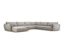 Panoraminė dešininė sofa Vanda, 8 sėdimos vietos, šviesiai pilka