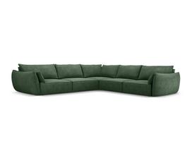 Simetrinė kampinė sofa Vanda, 7 sėdimos vietos, žalio butelio sp.