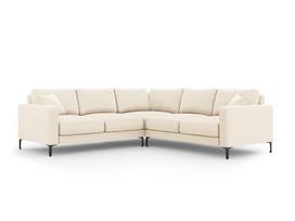 Simetrinė kampinė velvet sofa Venus, 5 sėdimos vietos, šv. smėlio sp.