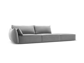 Velvet sofa Vanda (dešininė), 4 sėdimos vietos, pilka