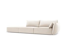 Velvet sofa Vanda (kairinė), 4 sėdimos vietos, šv. smėlio sp.