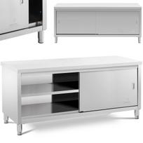 Royal Catering Centrinis stalviršio stalas su stumdomomis spintelės durimis 200 x 60 x 85,5 cm