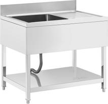 Royal Catering Vieno dubens baseino kriauklė su nusausinimo lentele, lentyna ir kairiuoju kraštu 100 x 70 x 97 cm