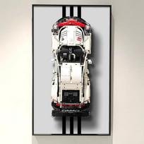 Sienas displeja plāksne Lego Technic Porsche 911 RSR 42096 sacīkšu auto sienas piekabei, saderīga ar Lego Porsche, dāvanu ideja Lego auto sienas stiprinājuma entuziastiem, izmērs: 75 x 45 cm
