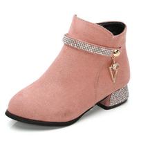 Vaikiški Korėjietiški Ankle Boots Mergaitėms Aukštakulniai Studentų Trumpi Batai Pavasario Rudens Mados Batai Mergaitės Botas 38 juoda