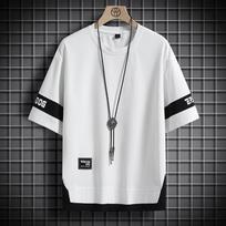 Summer Hip Hop Loose Men's Streetwear T-shirts Casual Classic Short Sleeves T-shirt XXXXXL balta