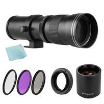 Fotoaparato MF Super Telephoto Zoom objektyvas F/8.3-16 420-800mm T tvirtinimas + UV/CPL/FLD filtrų rinkinys + telekonverterio objektyvas + T2-EOS adapterio žiedas balta